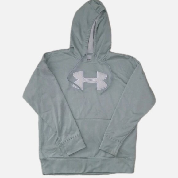 Under Armour UA Light Green Hoodie Pullover Sweatshirt Men's Medium Puffy Logo - Picture 1 of 10